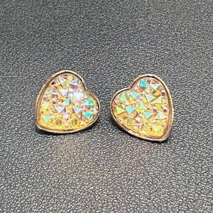 Druzy Heart Stud Earrings